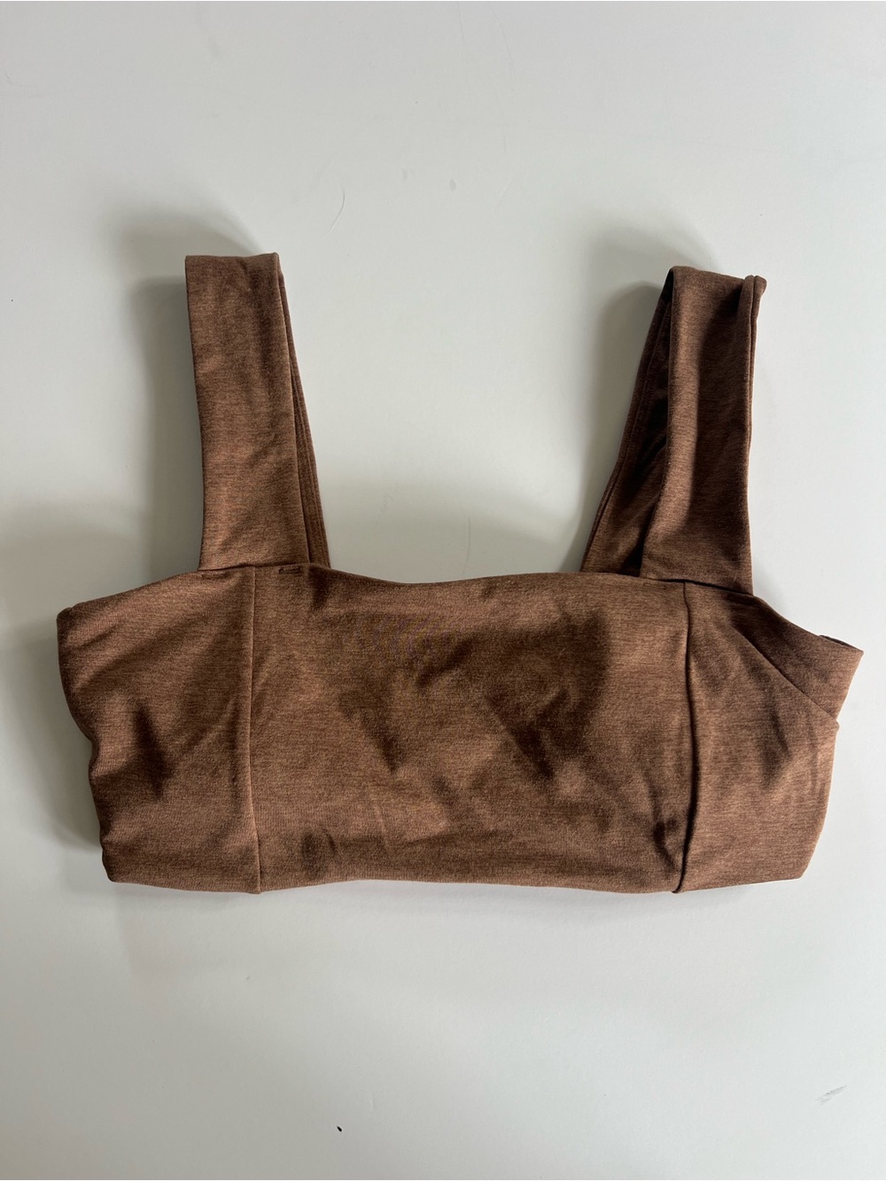 Beyond Yoga Spacedye Brown Square-Neck Crop Yoga Top Sz Medium